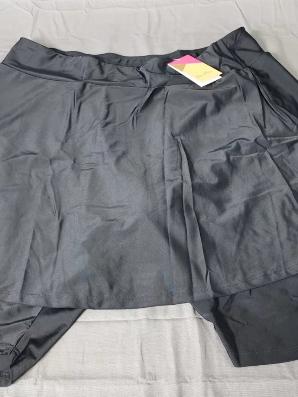 Ella Mae Swim Skort Womens Plus Size 2XL Black Mid Rise Built In Shorts